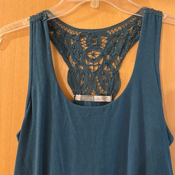 Athleta Women’s Bubble Lace Racerback Tank Top Dark Teal Size Medium - Picture 2 of 10